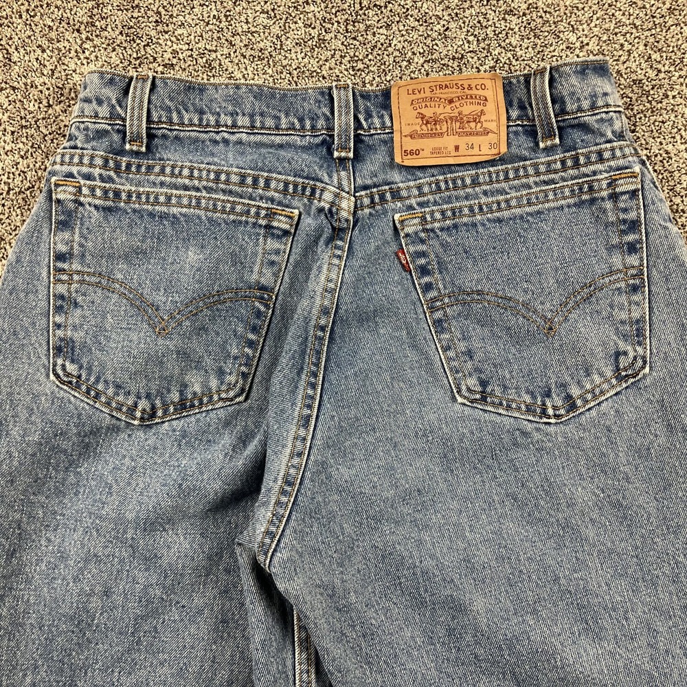 Vintage Levis Jeans 32x30 560 Orange Tab Black Wing‎ Loose Fit Tapered USA Made - Picture 10 of 12